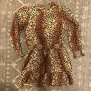 Janie and Jack Leopard Print Long Sleeve Dress